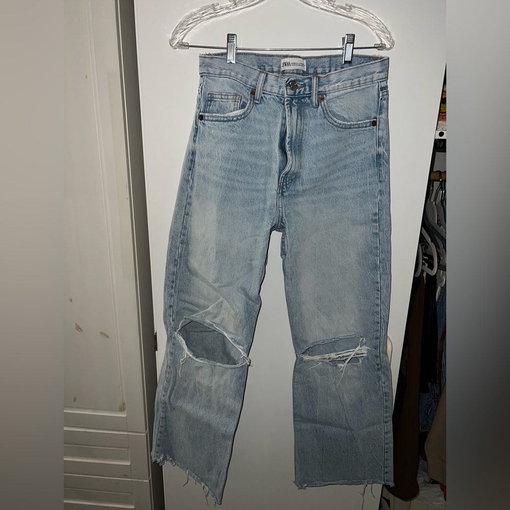 Zara Light Blue Distressed Jeans